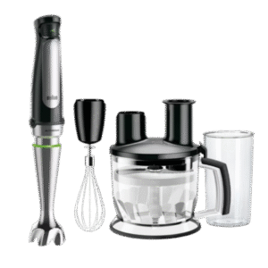 Braun MultiQuick 7 MQ7075 Hand Blender Set – 1000W with ActiveBlade, Food Processor & Accessories, Black/Silver