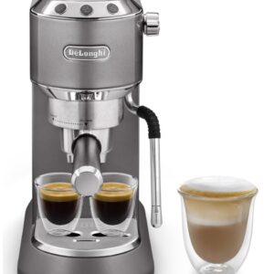 DeLonghi Dedica Arte EC885.GY Manual Espresso Machine – 15‑Bar Pump, MyLatteArt Steam Wand, Grey Finish